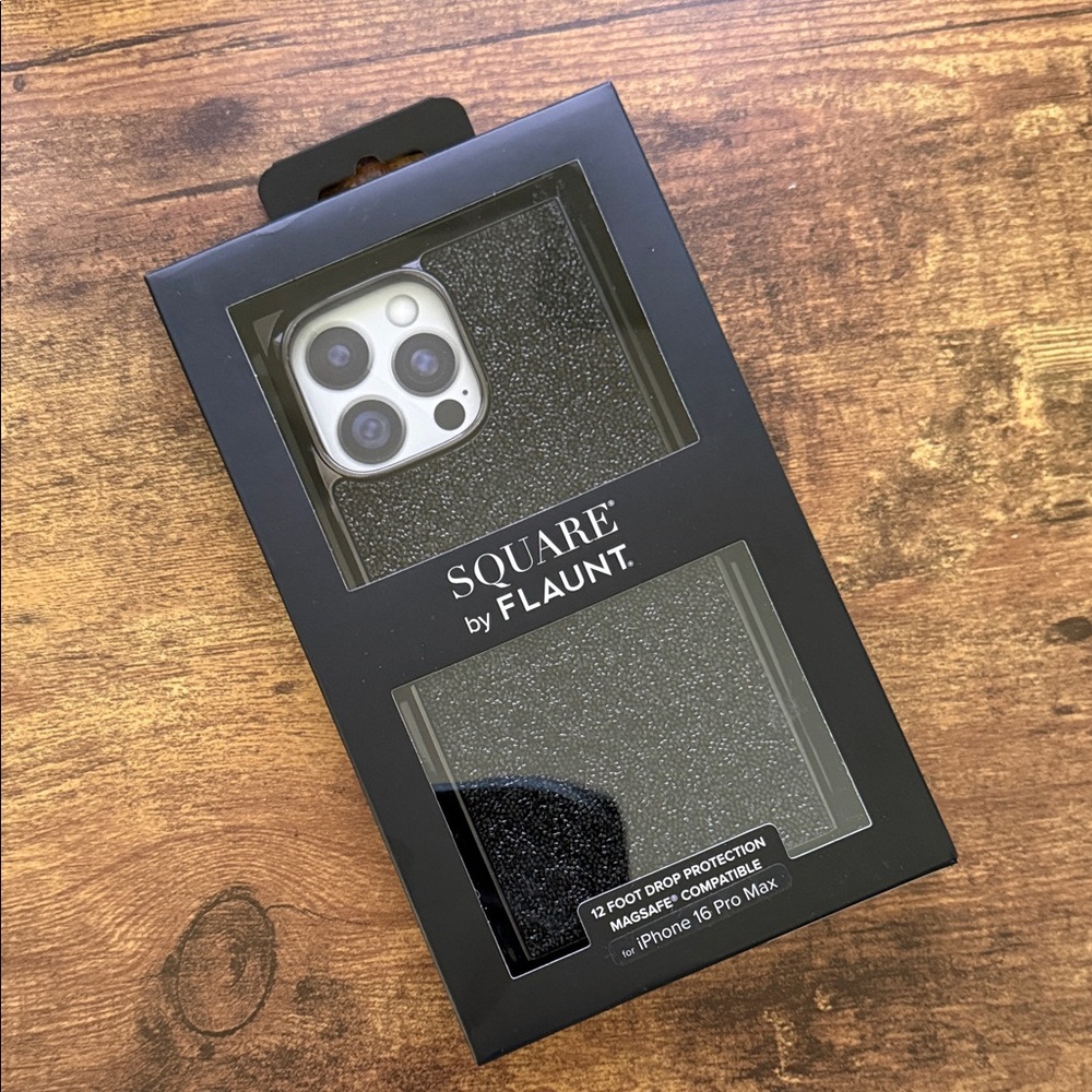 NWT Square by Flaunt iPhone 16 Pro Max elite black crystal elegance Case